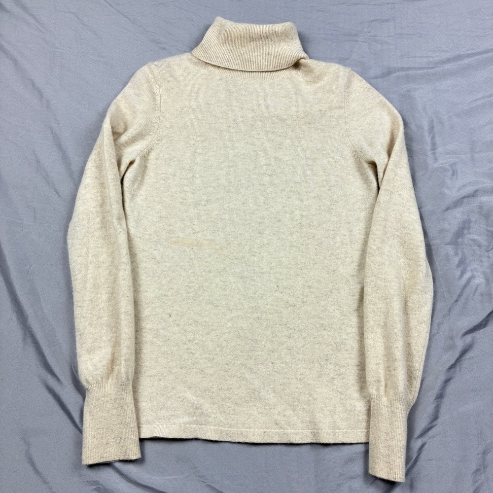 Ann Taylor Cashmere Turtleneck Sweater Womens Small Beige Ribbed